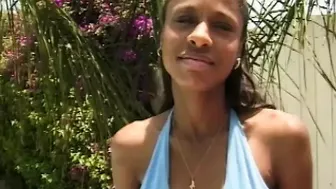 Hot ebony teen gets her ass drilled by the pool