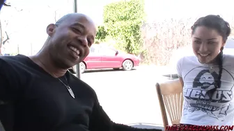 Young asian gets Blackzilla cock injection